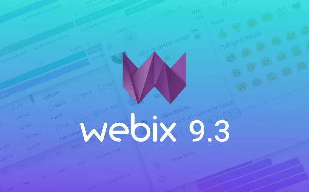 Webix 9.3: Эмодзи для Chat, новые диаграммы для Pivot и SpreadSheet, обновления Scheduler