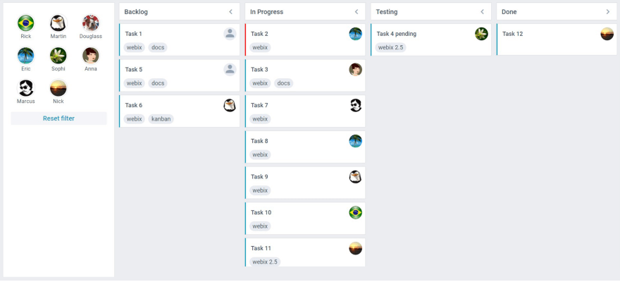 JavaScript Kanban Board UI widget for web developers | Webix