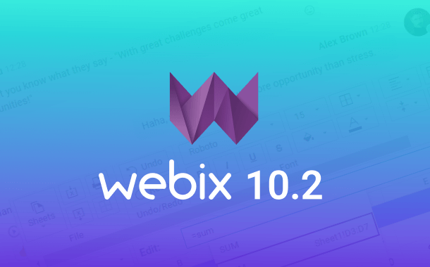 Webix 10.2: chatbots and voice messages for Chat, arranging math results along the row axis for Pivot