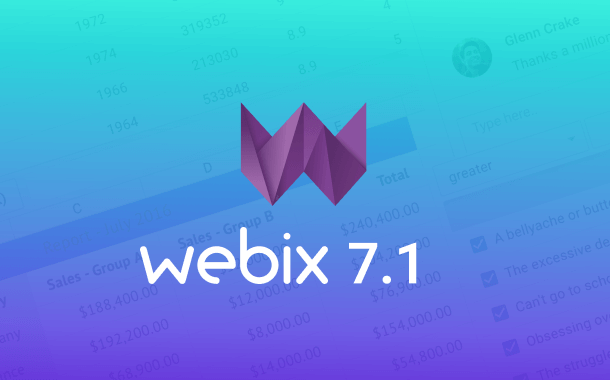 Webix 7.1: Highlighting in Text Editors, Widget for Filtering, Scroll and DnD Updates for Touch Devices
