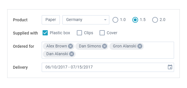 Webix JS Options Selection UI controls